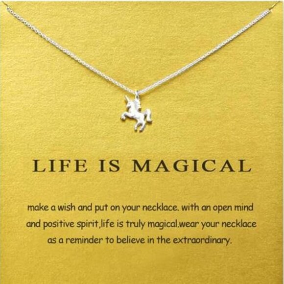 Unicorn Pendant Necklace – “Life is Magical” Inspirational Jewelry Friendship - Picture 1 of 7